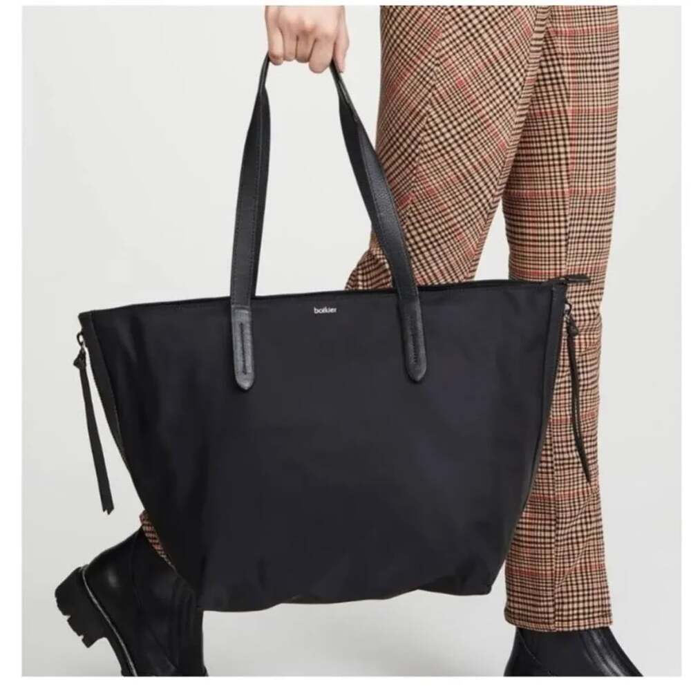 Botkier New York Bond Black Nylon Tote Bag with Vegan Leather Trim